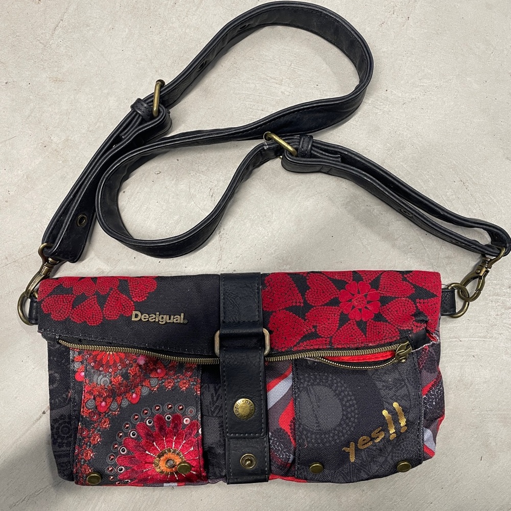Desigual Red and Black Women's Clutch with Optional Strap